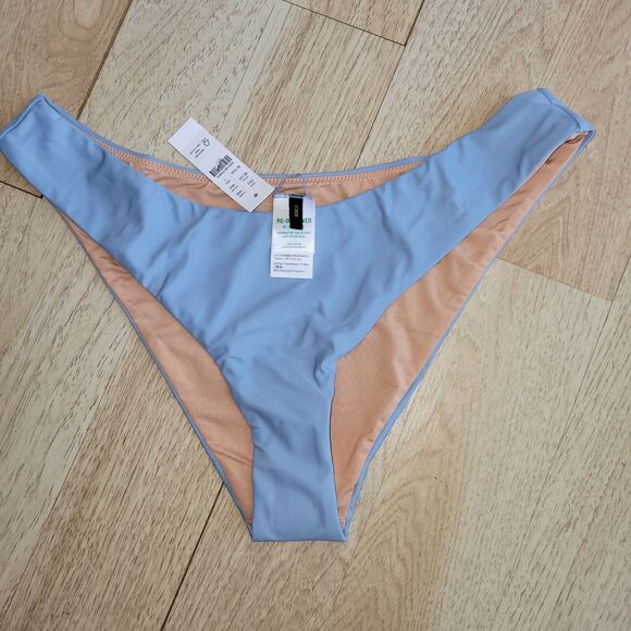 New J.Crew Bikini Bottom Women’s Large Curved Waist Cheeky Blue Swimwear - Picture 1 of 7